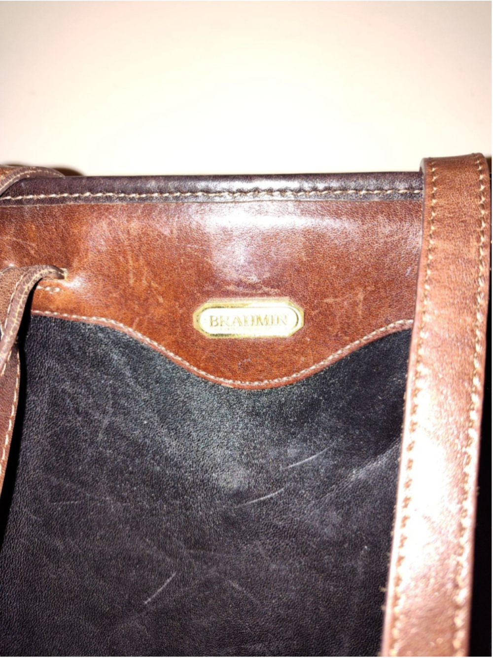 Brahmin Black and cognac brown leather bag - Picture 2 of 12